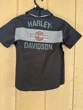 Harley-Davidson Boy’s (6-7) Short Sleeve Button Work Shop Shirt - Black